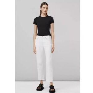 Rag and Bone Harlow Mid Rise Straight Jean Optic White Stretch Sz 31 NEW